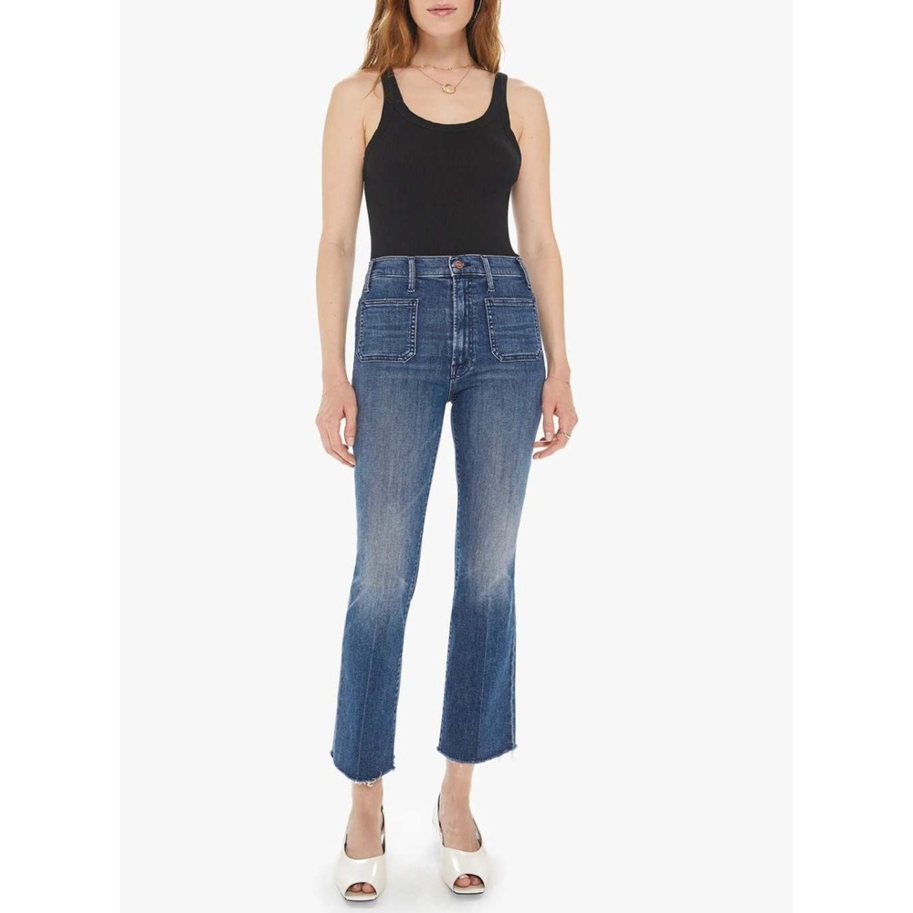 Mother Denim Hustler Patch Pocket Ankle Fray Out for the Evening Jeans 10367-104